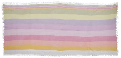 Knitted Cashmere Scarf with vertical pastel colors stripes