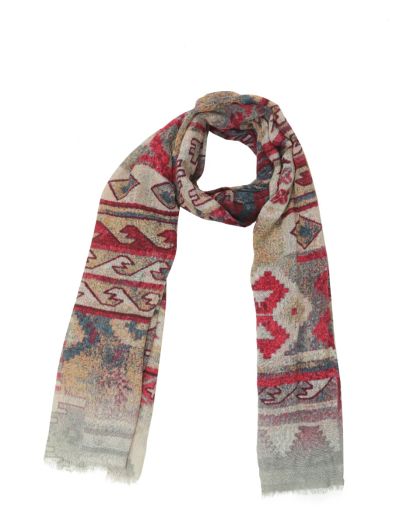 Elegant scarf with ikatprint in pink