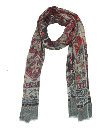 Scarf with oriental print in autumn colors