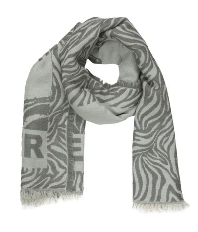 Jacquard gewebter Schal in Silbergrau mit Zebramuster