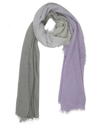 Gefilzter Kaschmirschal mit Dip-Dye-Farbgebung in Flieder und Grau