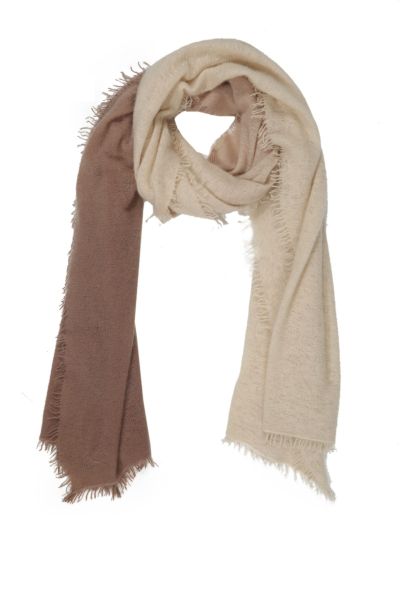 Gefilzter Kaschmirschal mit Dip-Dye-Farbgebung in Braun und Beige