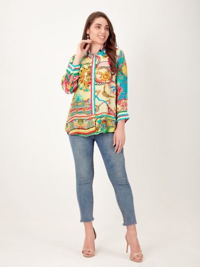 Shirtblouse with ornaments and chain design