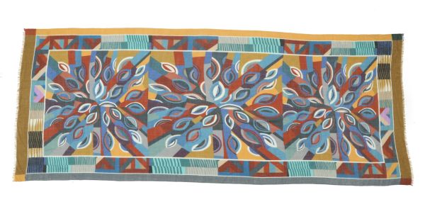 Scarf with geometrical design in cold colors